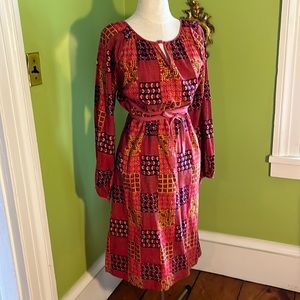 vintage 70s India  block print peasant style dress by Karavan